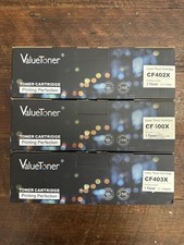 Lot of 3 Valuetoner REPLACEMENT TONER CARTRIDGES CF403X CF400X CF402x New in Box picture