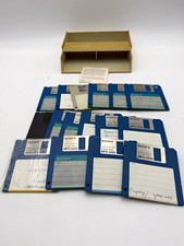 Vintage Sony 3.5” Floppy Disk Storage Box w/ Mixed Diskettes & Warranty Card picture