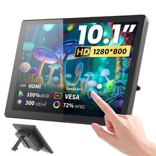 10.1 Inch Touchscreen Monitor with case for pi, 1280x800 HD IPS Portable HDMI To picture