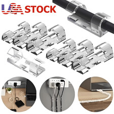 60Pcs Cable Clips Self-Adhesive Tie Cord Management Wire Holder Organizer Clamp picture