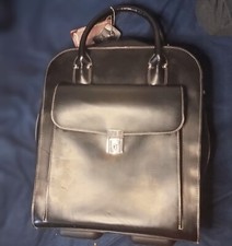 McKlein 2 In 1 Wheeled Detachable Base Laptop Black Carry On Leather Bag picture