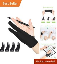 4 Pack Machine Washable Drawing Gloves for Tablets - Anti-Friction Black Design picture