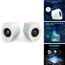 G2000 32W Computer Speakers Bluetooth USB 3.5mm AUX RGB Lights White picture