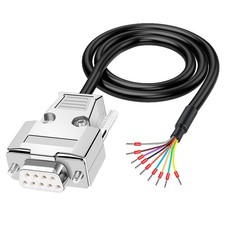DB9 Solderless Breakout Connector with 5Ft 24AWG Cable, Metal Shell RS232 D-S... picture