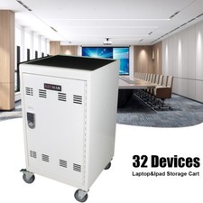 Lockable Mobile Charging Cart for Tablets and Laptops 30 Device Capacity White picture