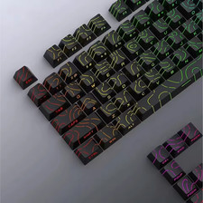 Custom Topographic Keycaps Set Black & White Gradient for Mechanical Keyboard picture