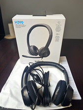 Logitech H390 USB Wired Stereo Headset Black Noise-Cancel Boom Mic Mute/Vol picture