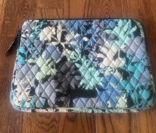 Vera Bradley Laptop Sleeve Camofloral Blue Padded Quilted Abstract Retired picture