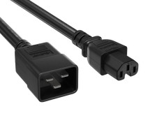 8ft IEC-320 C20 to C15 Heavy Duty Power Cord, 14 AWG, SJT, 15A/250V, Black picture