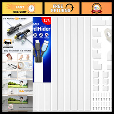 Premium Cable Management Kit - 157in Cord Hider & Wire Covers for Wall, White picture
