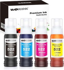Hiipoo 522 Ink Bottles Replacement for 522 T522 T522520-S Work for ET2720 ET2800 picture