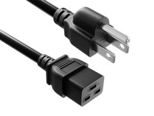 3ft NEMA 5-15P to C19 Heavy Duty Power Cord, 14 AWG, SJT, 15A/125V, Black picture