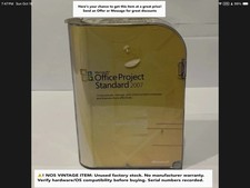 Microsoft Office Project Standard 2007 Retail Edition Case Boxed Vintage NOS picture