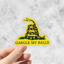 Gargle My Balls Gadsden Flag Sticker for Cars, Trucks, Laptop, Don't Tread on Me picture
