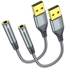 JXMOX USB to 3.5mm Audio Adapter (2-Pack) - USB-A 6 inch, 2-Pack  picture