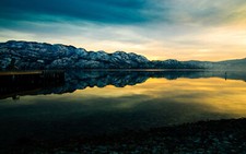 Landscape lake reflection mountains nature sky low Custom Gaming Mat Desk picture