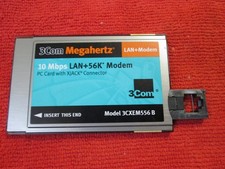 3COM Megaherts 10Mbps LAN+56K Modem PC Card With XJACK Connector Model 3CXEM556B picture