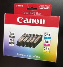 Canon Genuine PGI-280XL Black & CLI-281 Color 5 Pack Ink Cartridges Set 4283 picture