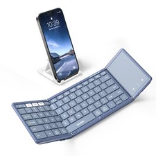Full-Size Foldable Bluetooth Keyboard with Large Touchpad, Blue picture