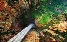 Landscape forest cliff waterfall nature water mountains Custom Gaming Mat Desk picture
