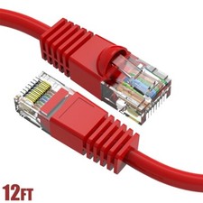 12FT Cat6 RJ45 Network LAN Ethernet UTP Patch Cable Cord Gold Copper Wire Red picture