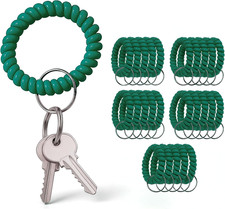 25PCS Dark Green Wrist Keychain – Spring Spiral Wrist Coil Key Chain for Wrist K picture