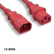 [10X] Red 8' Heavy Duty Power Extension Cord IEC60320 C13 to C14 14AWG 15A/250V picture