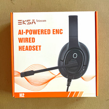 EKSA Telecom H2 USB Wired Headset Boom Mic ENC Noise Canceling Black picture