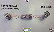 1x Nickel BNC Male Plug to F Type TV Female Jack RF adapter connector USA picture