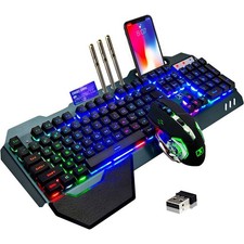 MAMBASNAKE K680 Wireless Gaming Keyboard and Mouse,Rainbow Backlit Rechargeable picture