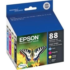 SET OF 4 Genuine Factory Sealed Epson 88 Inkjet Cartridges Dated 2018-2020 picture