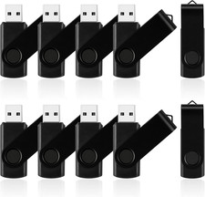 16GB Flash Drive 10 Pack, Black Thumb Drives Swivel USB Stick Flashdrive picture
