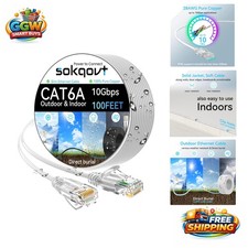 Ultra-Slim 100ft Cat6a Ethernet Cable - Waterproof for Reliable Connectivity picture