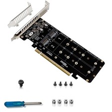 PH44PRO Dual-Sided 4* M.2 M-Key NVME to PCIe X16 Splitter Card 4 * 32Gbps 2U ... picture