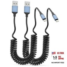 Coiled Lightning Cable for Car, [MFi Certified] Coiled 3FT USB-A to Lightning picture