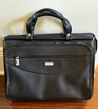U.S. Luggage Black Leather Briefcase Laptop Bag with Partitions, Solid picture