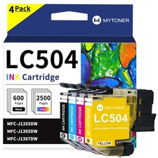 MYTONER LC504 Ink Cartridge 4PK for Brother Printers MFC-J1355DW, 2100 Pages picture