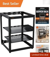 Lightweight 15U Open Frame Rack - Elegant Black Finish for Networking Gear picture