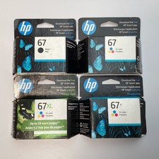 Lot of 4 HP 67 & 67XL Black/Tri-Color Ink Cartridges - Exp 09/2023-05/2026 - New picture