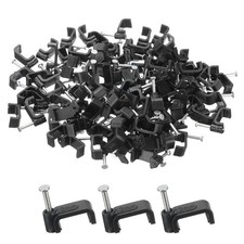 100 Pcs 12mm Square Cable Clips Cable Management Wire Clip with Steel Nail Black picture
