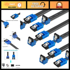 6 Pack SATA III Cable 18 Inch 90 Degree Right Angle 6Gbps with Locking Latch for picture