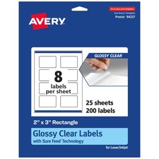 Avery Glossy Clear Rectangle Labels Sure Feed Technology 2