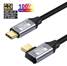 2PACK 1m (3.28ft) PD 100W 90 Degree L Shape 5A Fast Charging USB Type C Cable picture