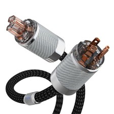 Preffair HiFi Black Braided Power Cable 4N OFC Copper 125V/15A 6.6ft C15 US picture