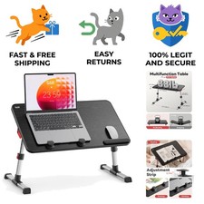 Multi-Functional Laptop Table with Retractable Blockers - Stylish Black Finish picture