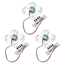 3Pcs Clear Computer Case Fan 1800RPM 80mm 4 Pin Green 4 LED 12V with 12 Screws picture