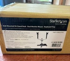 STARTECH.COM WALL-MOUNTED SIT-STAND DESK-DUAL MONITOR MOUNT WITH KEYBOARD TRAY  picture