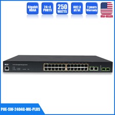 POE Switch 24 Ports+2 Ethernet +2 SFP Uplink 250W 802.3af/at Network IP Cameras picture