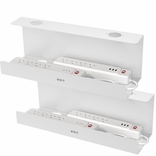 VIVO White Extra Deep Under Desk Cable Management Trays - 2 Pack picture