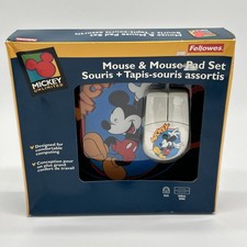 Vintage NEW Fellowes Disney Mickey Mouse Computer Mouse & Mouse Pad Set picture